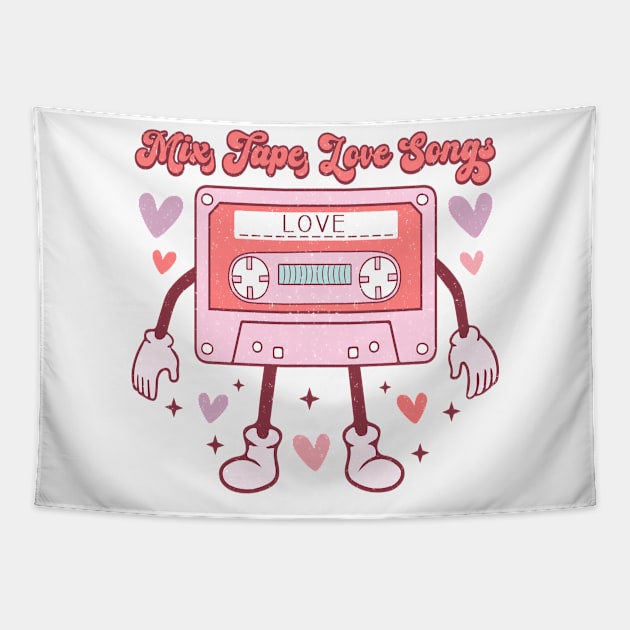 Mix Tape Love Songs T Shirt Valentine T shirt For Women Tapestry by Pretr=ty