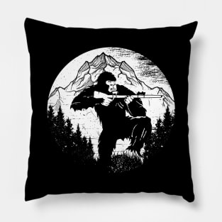 Bigfoot Mountains Funny Hunting Pillow