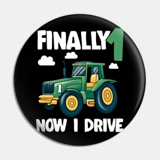 Kids Finally 1 1st Birthday Gift Boy Tractor Pin