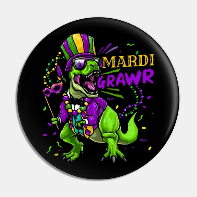 Mardi Gras Dabbing T Rex Dinosaur Mardi Grawr Bead Costume Pin by Cristian Torres