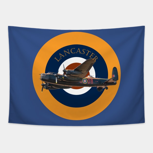 Lancaster Bomber in RAF Roundel Tapestry by AJ techDesigns