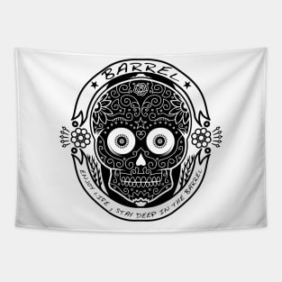 Calaca Surfing Skull Tapestry