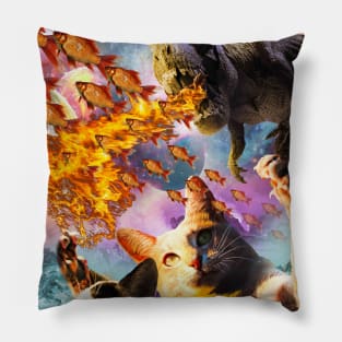 Fire Breathing Dinosaur, Cat In Space Pillow