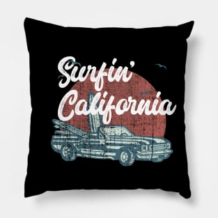 Surfin' California Muscle Car Vintage Convertible Surfer Pillow