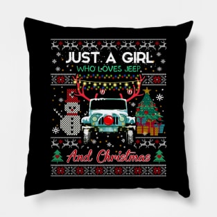 Just a girl who loves jeep and christmas Pillow