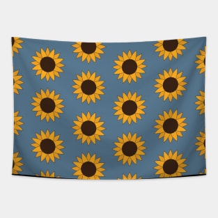 Blue Sunflower Background Tapestry