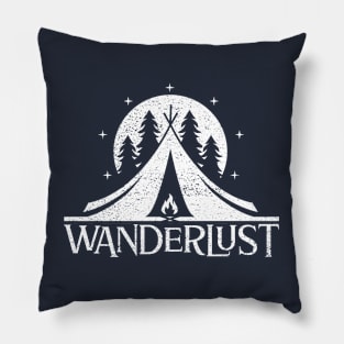 Wanderlust Vintage Distressed Forest Camping Pillow