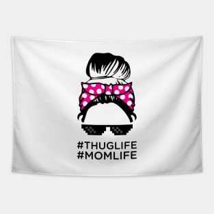 Mom thug Life Mom Messy Bun Mothers Day Gift Tapestry