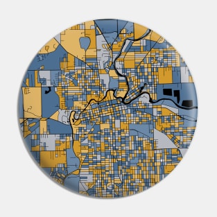 Fort Wayne Map Pattern in Blue & Gold Pin