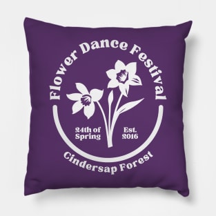 Stardew Valley Flower Dance Festival Logo | Cute Simple Floral Minimalist Design | White Daffodils Pillow