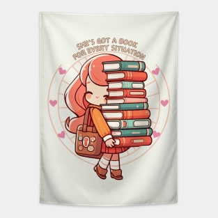 Kawaii Shes Got A Book For Every Situation Tapestry