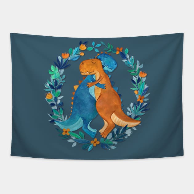 Dino Hugs Tapestry by micklyn