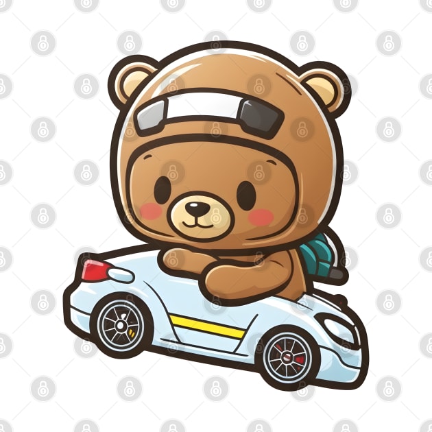 Cute Bear Driving Car by Artifyio