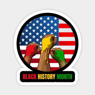 black history month american flag and fist Magnet