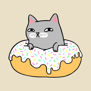 Donut Cat - Grey Cat White Icing T-Shirt