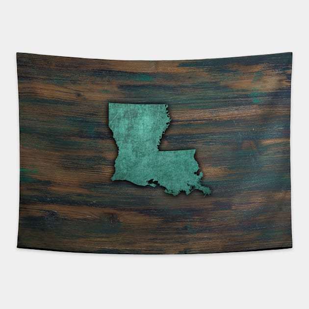 Rustic Teal Louisiana Shape Tapestry by Jared S Davies