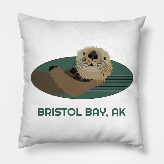 Bristol Bay, Alaska Otter Northwest Native American Tribal Gift Pillow by twizzler3b