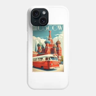 Moscow Russia Vintage Travel Art Poster Phone Case