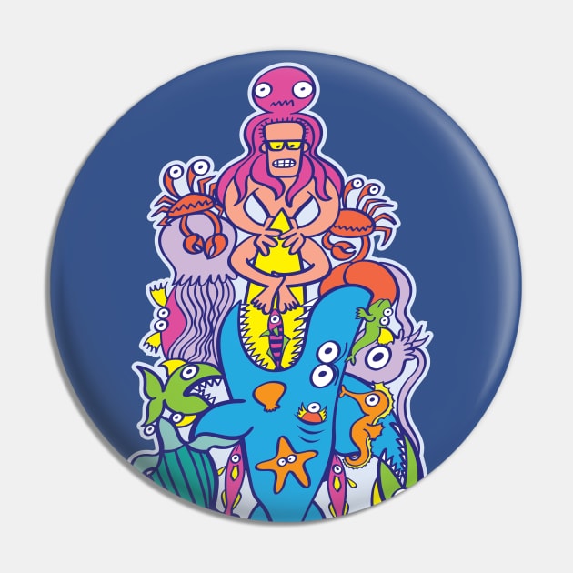 Surfer in trouble in a crowded sea in colorful doodle style Pin by zooco