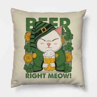 Beer Right Meow Pillow