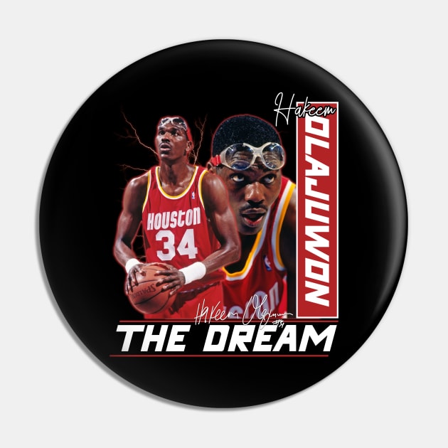 Hakeem Olajuwon The Dream Basketball Legend Signature Vintage Retro 80s 90s Bootleg Rap Style Pin by CarDE