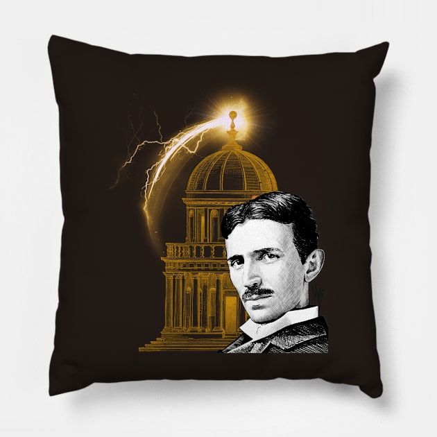 Nicola Tesla electricity technology Pillow by Jernoti