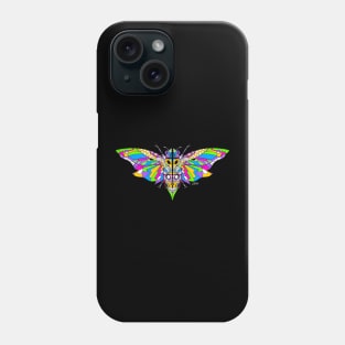 deadly cicada in winged animal floral art in pattern aesthetics style ecopop Phone Case