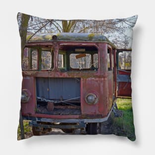 Abandoned railcar in Greece Pillow