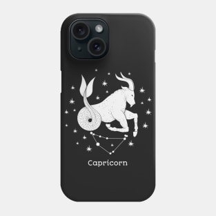 A zodiac sign test, Zodiac Capricorn, Black and White Phone Case