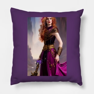 Futuristic Empress In Purple Pillow