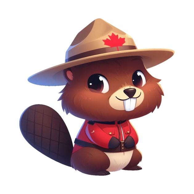 Cute Canadian Mountie Beaver Illustration by Dmytro