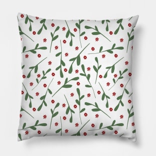 Holly, Ivy, Leaves Christmas Pattern Pillow