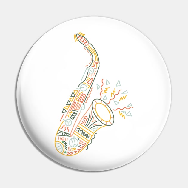 Saxophone Vibrant Colours Pin by JDP Designs