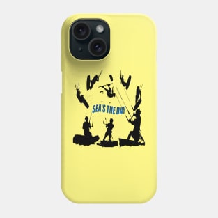 Kitesurfer Pattern Black Silhouette Seas The Day Fun Pun 3 Phone Case