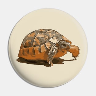 Cartoon Portrait Of A Baby Wild Tortoise Black Outline Art Pin