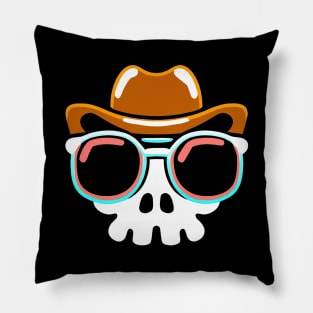 Skeleton Cowboy Skull Halloween Retro Colorful Pillow