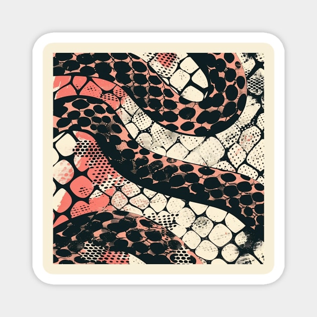 Red & Cream Vintage Snake Skin Magnet by SnakeSkins