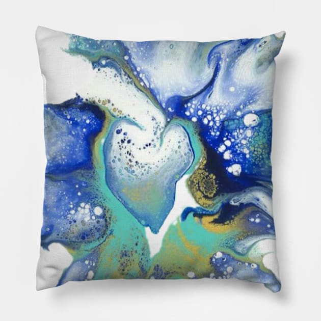 Blue Heart Pillow by Stacie Marquez Art & More