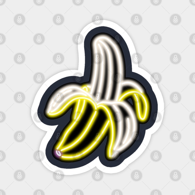 Yellow Neon Banana Bar Sign Top Left Magnet by gkillerb