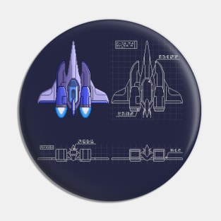 Pixel Art Spaceship Blueprint Pin