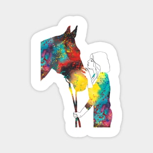 Girl with horse Magnet