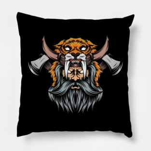 head Viking lion mascot illustration Pillow