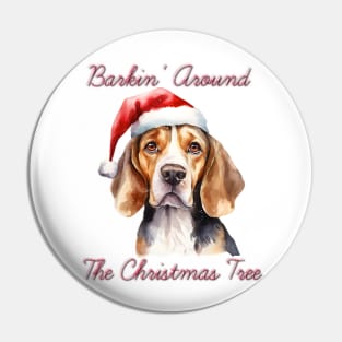 Christmas Beagle Dog in Santa Hat Pin