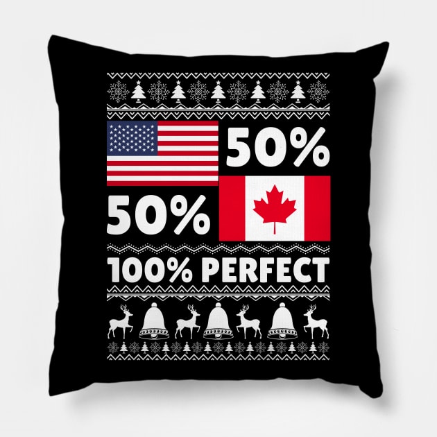 Canadian American Flags Xmas Ugly Sweater Pillow by salizhonpczxtee