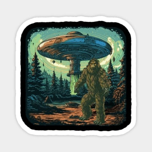 Bigfoot and UFO Flying Saucer Magnet