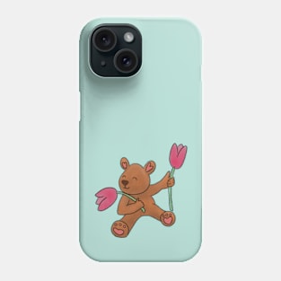 Cute Teddy Bear With Tulips Phone Case