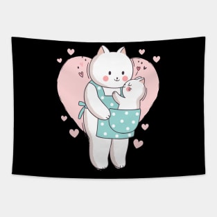 Cats Loving Mom Tapestry