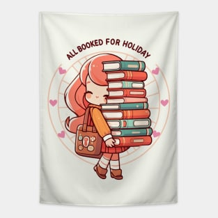 Kawaii Love Booked For Holiday Christmas Tapestry