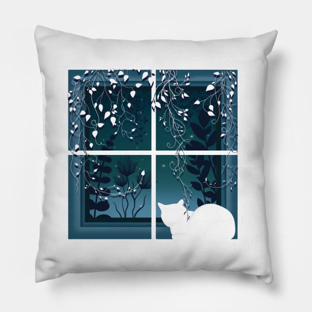 Watching Window Kitten Pillow by LittleBunnySunshine