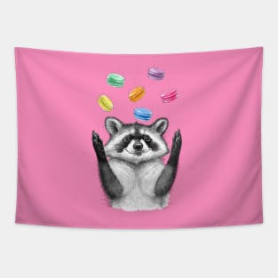 raccoon and macarons Tapestry